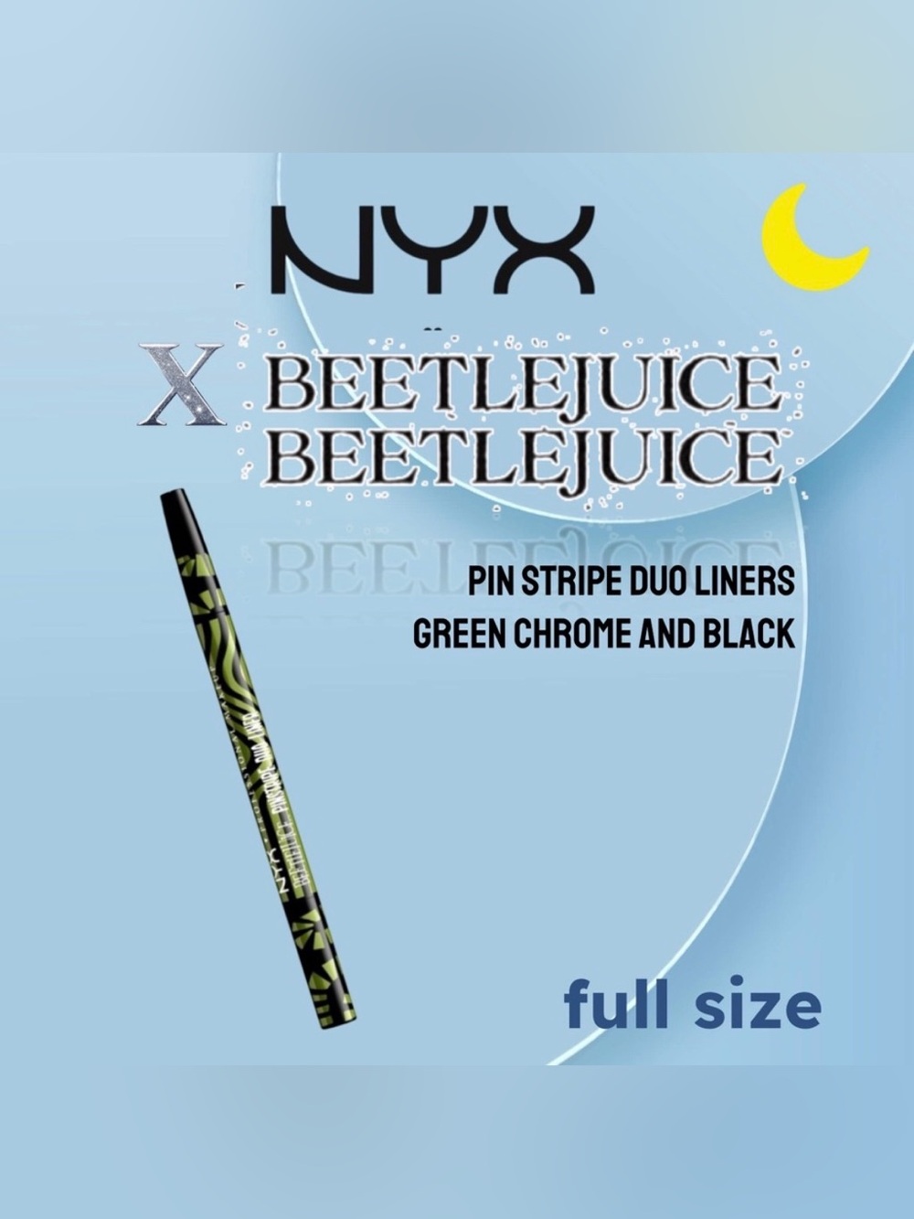 🇺🇸📦🆕NIB NYX Beetlejuice |FULL| Pigmented PIN STRIPE DUO LINERS Black + Green